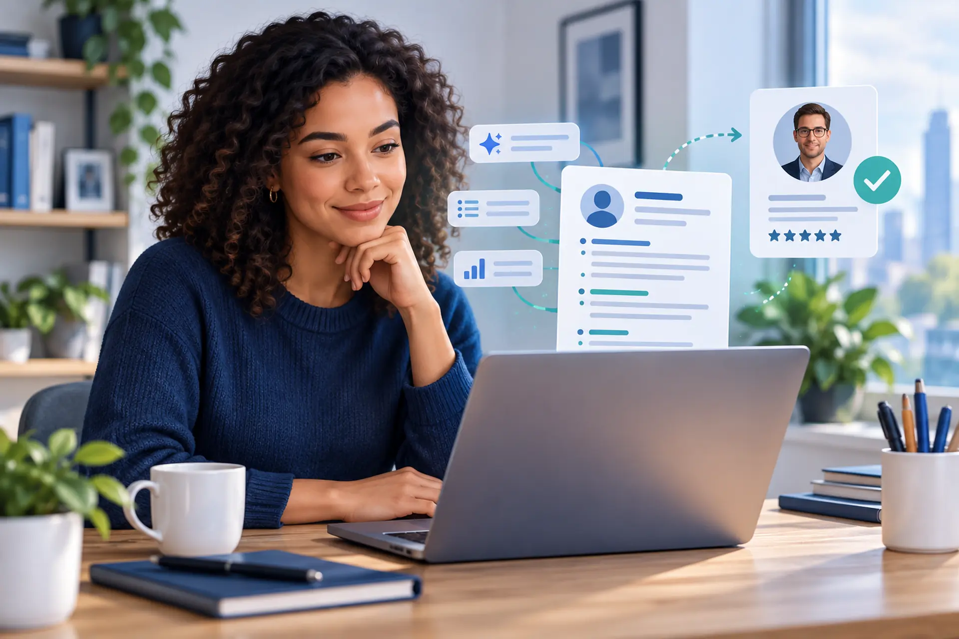 Job seeker using AI to review and improve a professional resume