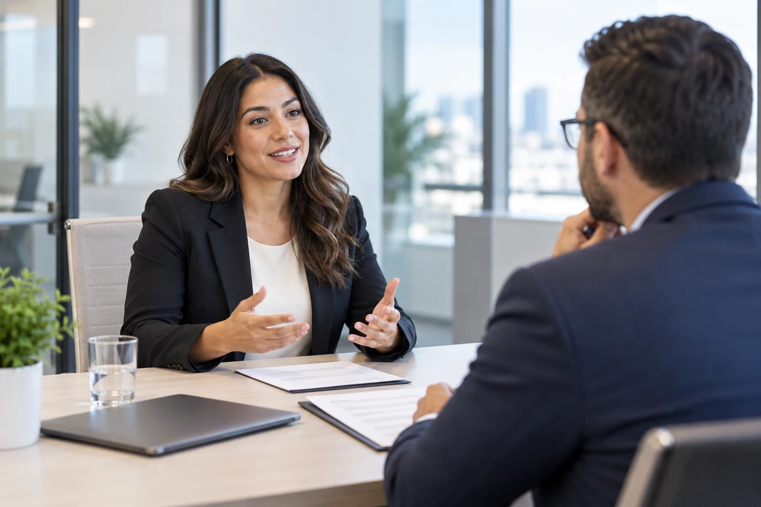 Candidate explaining why she is leaving her current job during an interview