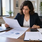 An accountant prepares interview examples beside a reconciliation and close checklist.