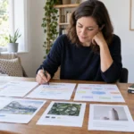 A career changer compares a target job posting with a resume, skills map, and small portfolio of relevant work samples