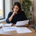 A project manager organizes interview stories beside a timeline and risk notes.